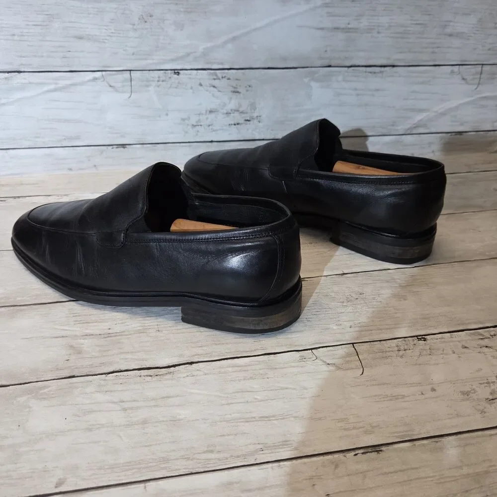 Florsheim Mens Black Leather Apron Moc Toe Slip On Loafers Dress Shoes Size 10D